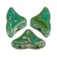 Cuentas de vidrio Hélios® by Puca® - Opaque green turquoise new picasso 63130/65400